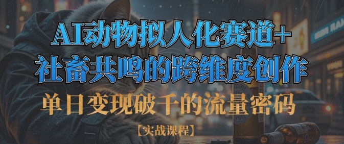 单日变现破千的流量密码，AI动物拟人化赛道+社畜共鸣的跨维度创作-青年云网创—高质量项目商城