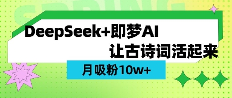 用DeepSeek做AI 古诗词视频，涨粉 10W+(保姆级教程)-青年云网创—高质量项目商城